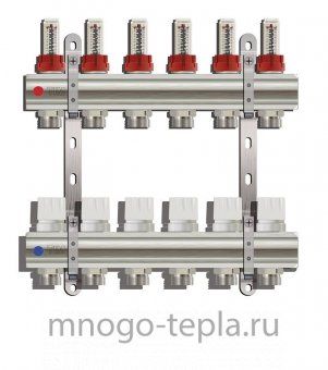 Коллекторная группа Tim (KD006) 1" ВР, 6 отводов 3/4", расходомер - №1