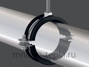 Сантехнический хомут для труб 1/2 (20-25 мм), с гайкой, шпилькой и дюбелем - №1