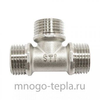 Тройник ¾" Н-Н-Н никелированный латунный, резьбовой - №1