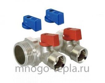 Коллектор с шаровыми кранами TIM MV-3/4-N-2 (3/4" х 1/2"), на 2 отвода, под конус - №1