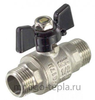 Кран шаровый 3/4" ШШ TIM (DE1220X) никелированный усиленный прямой - бабочка - №1