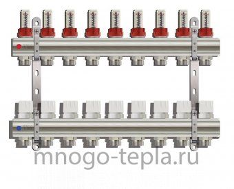 Коллекторная группа Tim (KD009) 1" ВР, 9 отводов 3/4", расходомер - №1