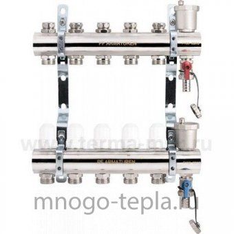 Коллекторная группа PROFACTOR PF MB 804.6 1" ВР, 6 отводов 3/4", воздухоотводчик, сливной кран - №1